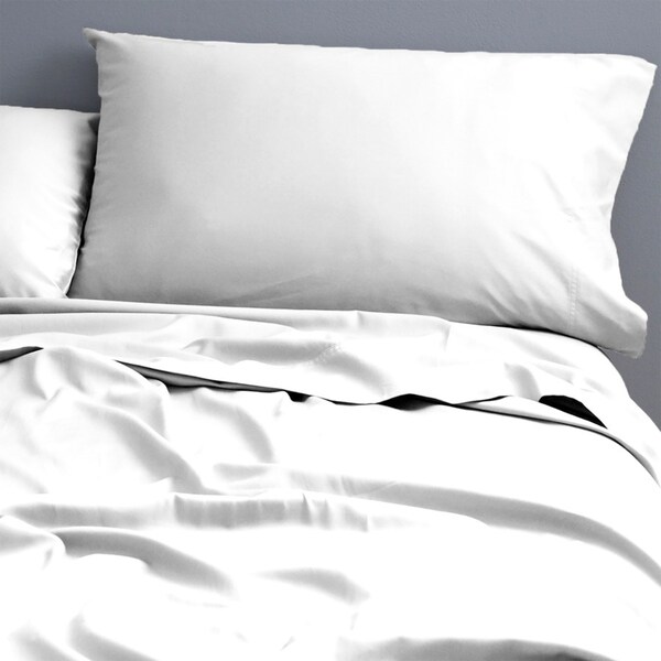 Park Avenue 500TC Double Bed Natural Cotton Fitted/Flat Sheet/Pillowcases White
