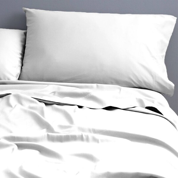 Park Avenue 500TC King Bed Natural Cotton Fitted/Flat Sheet/Pillowcases White