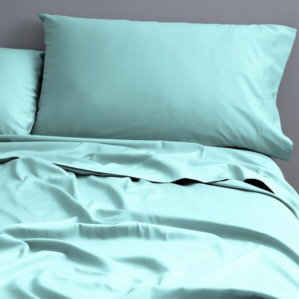 Park Avenue 500TC Queen Bed Natural Cotton Fitted Sheet/Pillowcases Turquoise