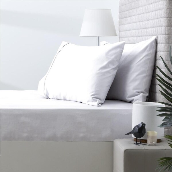 Park Avenue 500TC King Bed Natural Cotton Fitted/Pillowcase Combo Set White