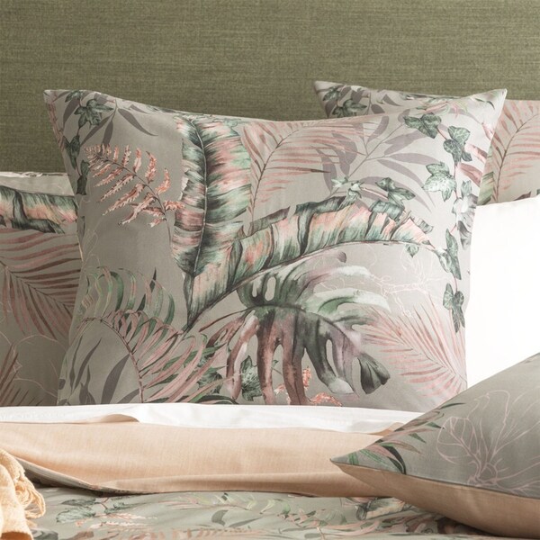 Renee Taylor 300TC Cotton 65cm Reversible European Pillowcase Palm Cove Forest