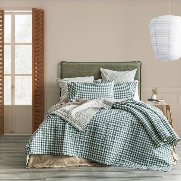 Renee Taylor Alison Super King Yarn Dyed Reversible Quilted Coverlet Set Forest