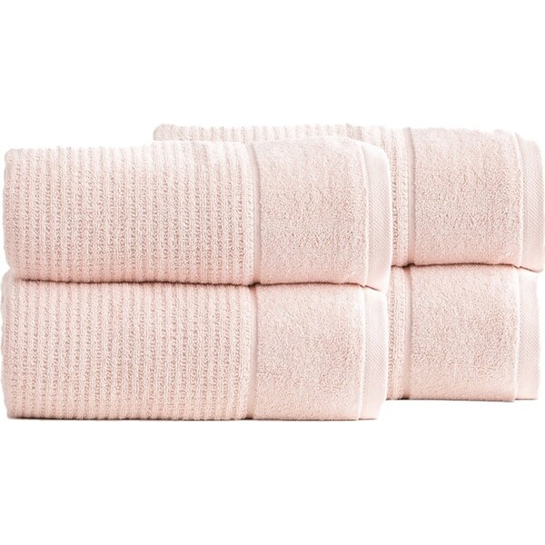 4PK Renee Taylor 650GSM Cambridge 80x160cm Bath Sheet Textured Towel Primrose