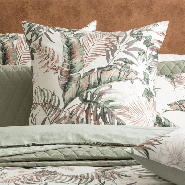 Renee Taylor 300TC Cotton 65x65cm Reversible European Pillowcase Palm Cove Pearl