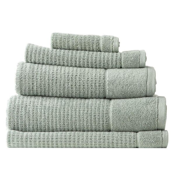 5pc Renee Taylor Cambridge 650GSM Textured Bath/Hand/Face Towel Mat Eucalyptus