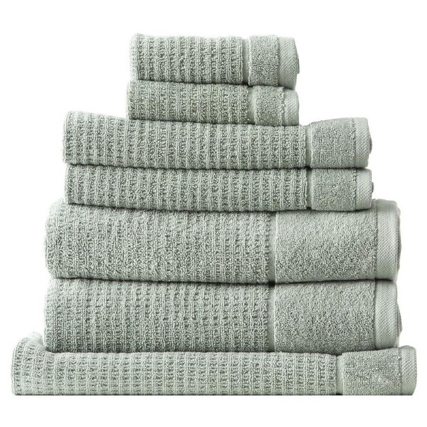 7pc Renee Taylor Cambridge 650GSM Textured Bath/Hand/Face Towel Mat Eucalyptus