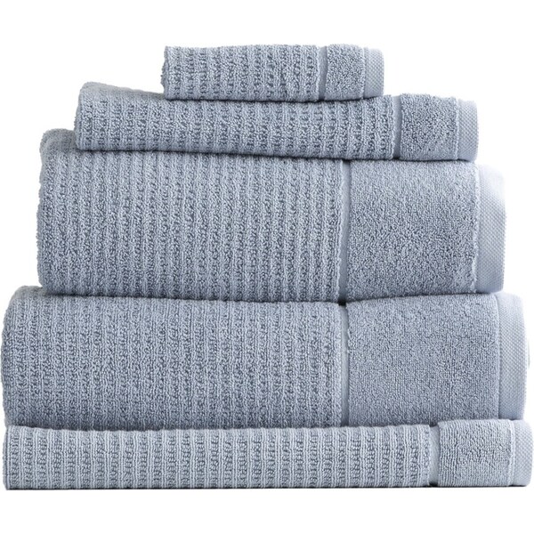 5pc Renee Taylor Cambridge 650GSM Textured Bath/Hand/Face Towel Mat Blue Mirage