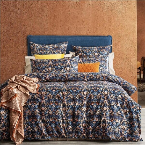 Renee Taylor Reversible 300TC Cotton Queen Bed Quilt Cover/Pillowcase Blackthorn
