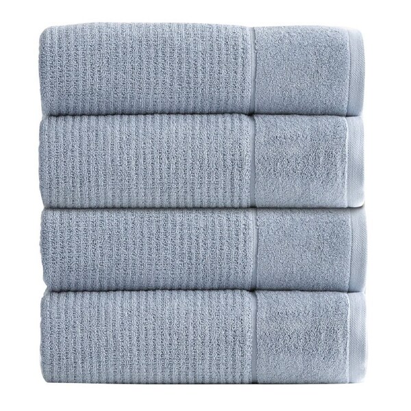 4x Renee Taylor Cambridge 650GSM Textured 70x140cm Bath Towel Cotton Blue Mirage