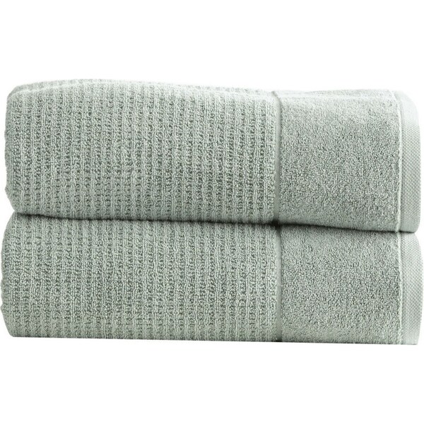 2PK Renee Taylor 650GSM Cambridge 80x160cm Bath Sheet Textured Towel Eucalyptus