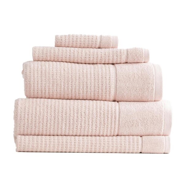 5pc Renee Taylor Cambridge 650GSM Textured Bath/Hand/Face Towel Mat Set Primrose