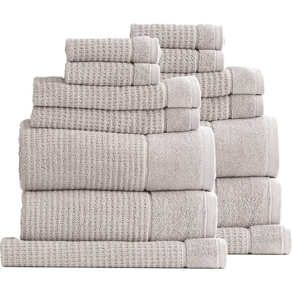 14pc Renee Taylor Cambridge 650GSM Textured Bath/Hand/Face Towel Pumice Stone