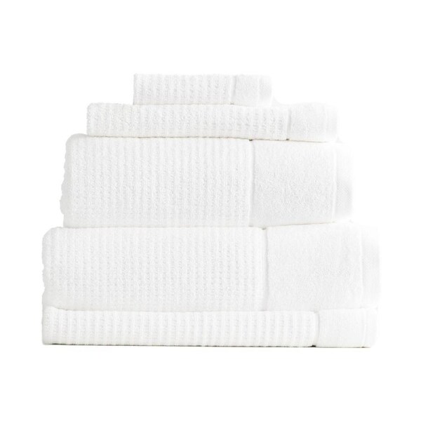 5pc Renee Taylor Cambridge 650GSM Textured Bath/Hand/Face Towel Mat Set Snow