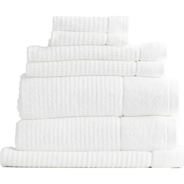 7pc Renee Taylor Cambridge 650GSM Textured Bath/Hand/Face Towel Mat Set Snow