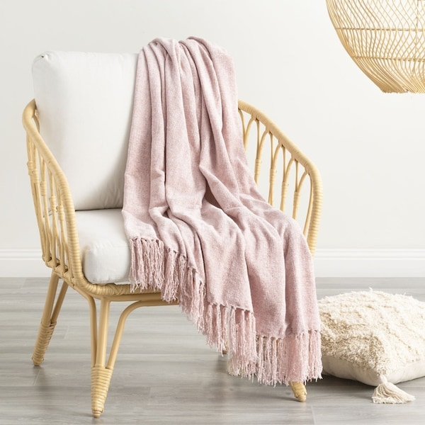 Renee Taylor Newland Lotus Chenille Polyester 130x170cm Soft Throw Plush Blanket