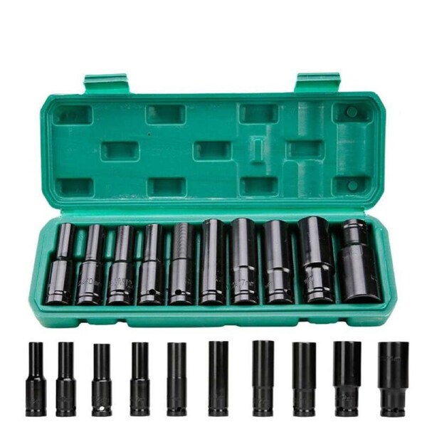 OZNALA 10Pcs 8-24Mm 1/2 inch Drive Deep Impact Socket Set Heavy Metric Garage Tool New