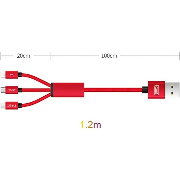 Ozoffer Fast Charging Type-C Micro USB compatible Cable 3in1 Nylon Weave