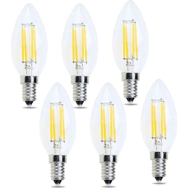 Ozoffer 6x E14 4W LED Candle Filament Light Bulbs Lamps Edison SES Durable Cool White (led bulb)