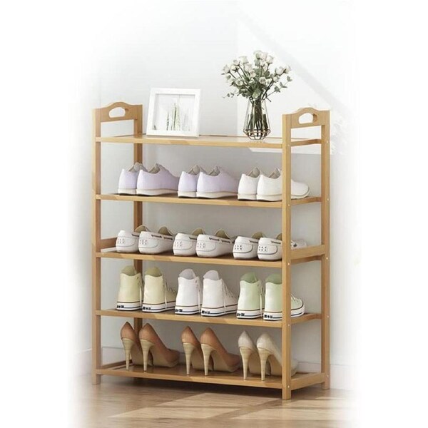 Ozoffer 5 Tier Bamboo Shoe Rack Organizer Wooden Storage Shelves Stand Shelf