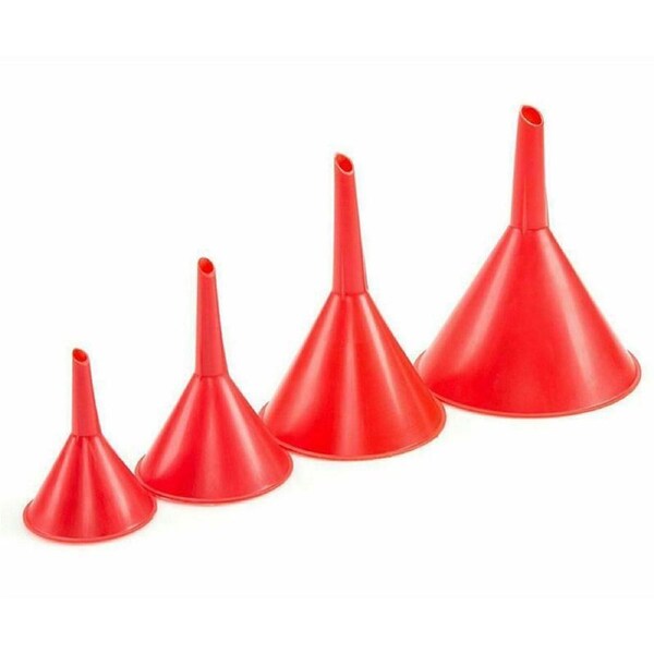 Red Plastic Funnel Kitchen Funnel Set - 4pcs