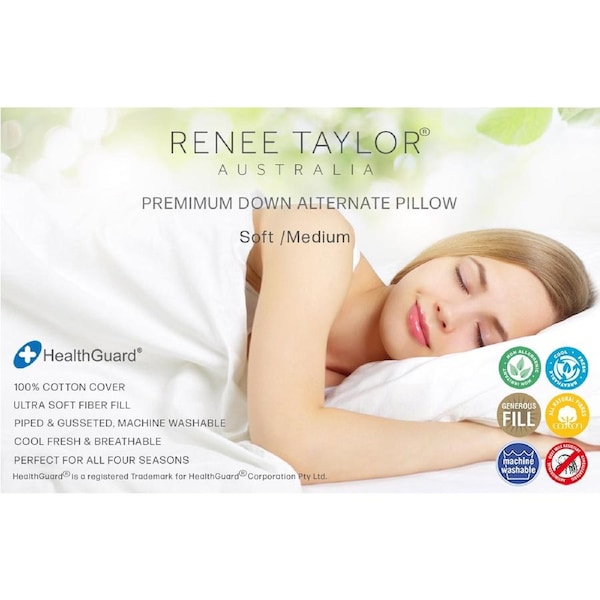 Renee Taylor Australian Made Down Alternate Standard Pillow 48 x 73 - Soft / Medium