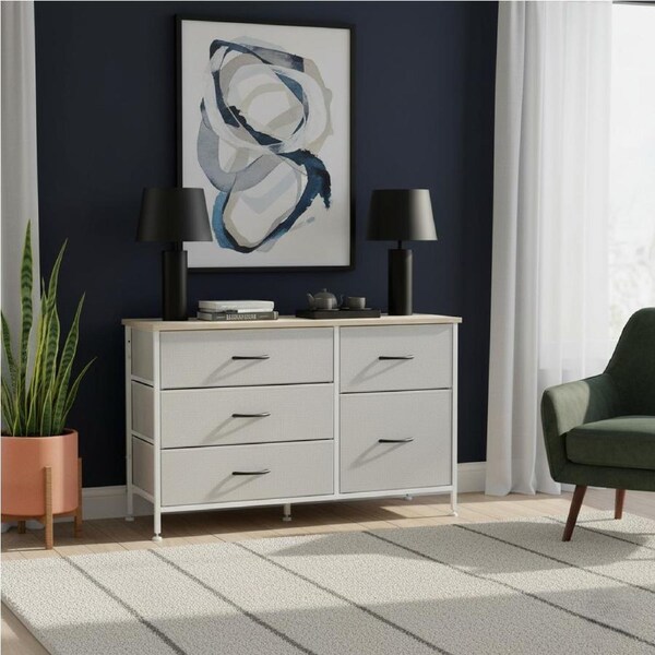 Levede 5 Chest of Drawers Tallboy Table Dresser - Beige