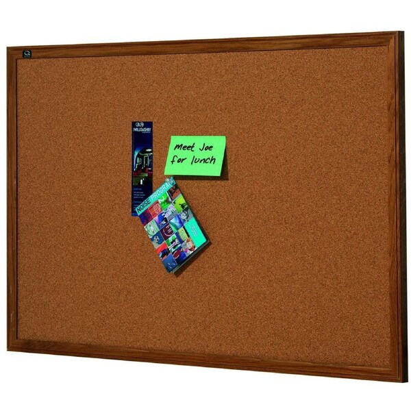 Quartet 90x60cm Corkboard Oak Frame Wall Hanging Pin Board Stationery Brown