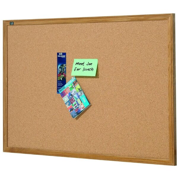 Quartet 180x120cm Corkboard Oak Frame Wall Hanging Pin Board Stationery Brown
