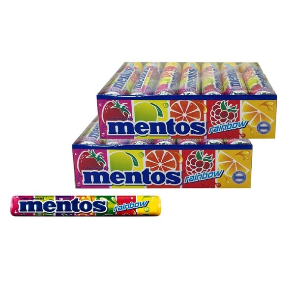 2x14pc Mentos Inner Roll 29g Rainbow Flavour Treat/Sweet/Snack Confectionery
