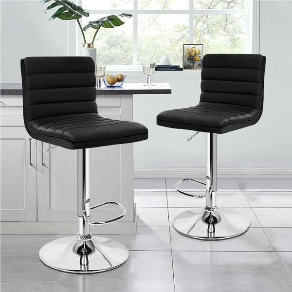 2x ALFORDSON Bar Stools Ruel Leather Black