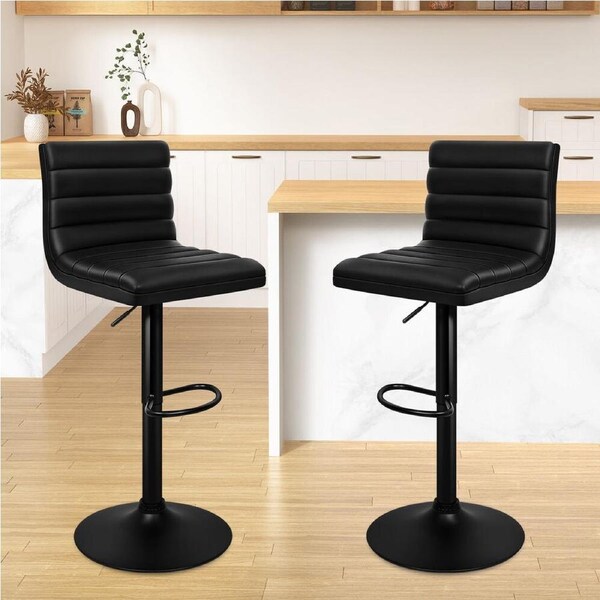 2x ALFORDSON Bar Stools Stripe Pattern All Black