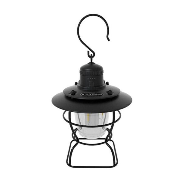 Nevenka Retro Hanging Camping Lantern Rechargeable Portable Warm Lights-Black