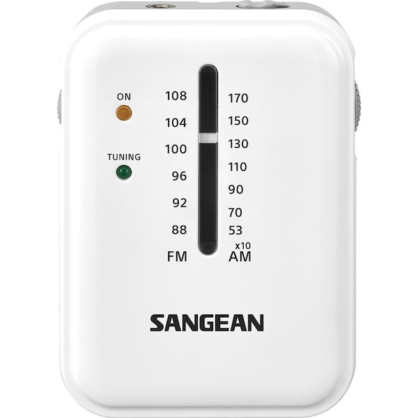 Sangean SR32 Compact Mini Portable AM/FM Pocket Radio Battery Powered White