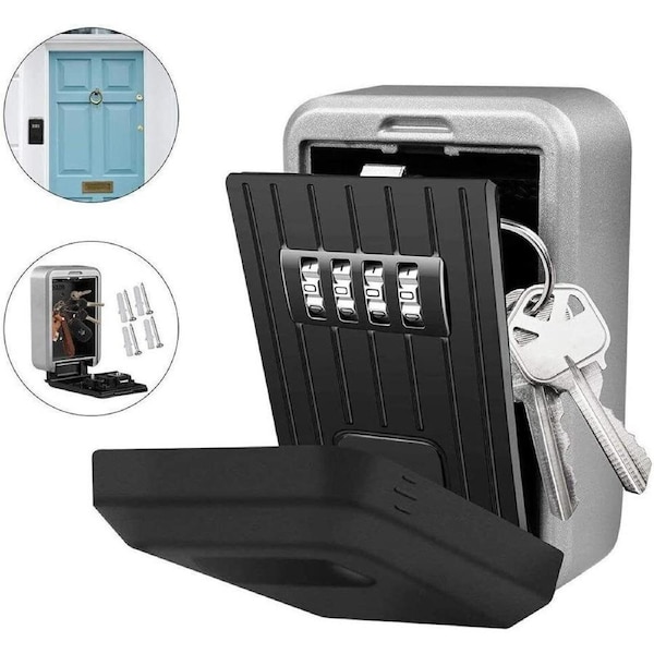 Outdoor Wall Mounted Key Safe Box 4Digit Safe Key Storag Organizer Password