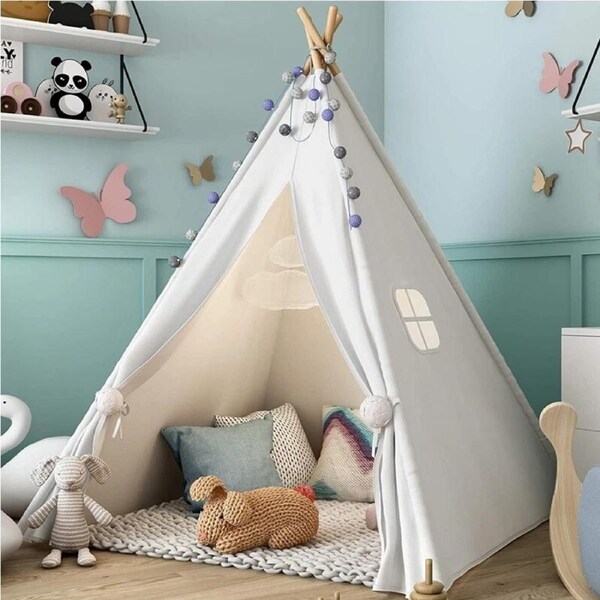 Large Cotton Canvas Play House- white