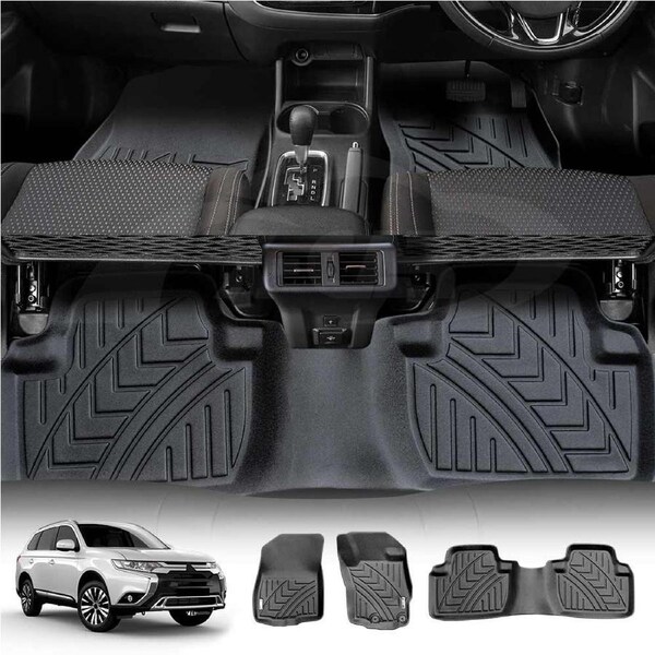 3D Floor Mats for Mitsubishi Outlander 2007-2021 Customized Heavy Duty All Weather Car Mat Floor Liner Full Set Carpet