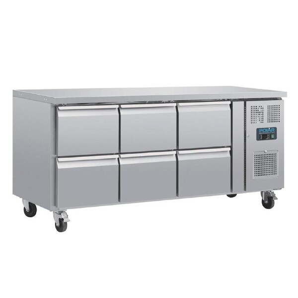 Polar U-Series Six Drawer Gastronorm Counter Fridge- Commercial