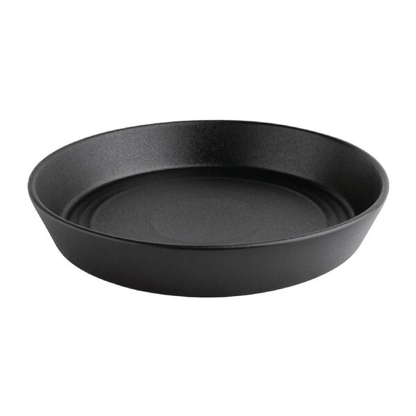 Olympia Cavolo Textured Black Flat Round Bowl - 220mm (Box 4)