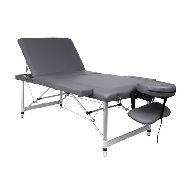 ALFORDSON Massage Table 2/3 Fold 55/65/75/85cm Foldable Portable Bed Aluminium 3 Fold 75cm Wide - Grey