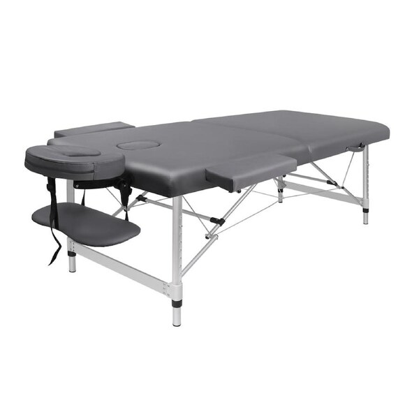 ALFORDSON Massage Table 2/3 Fold 55/65/75/85cm Foldable Portable Bed Aluminium 2 Fold 75cm Wide - Grey