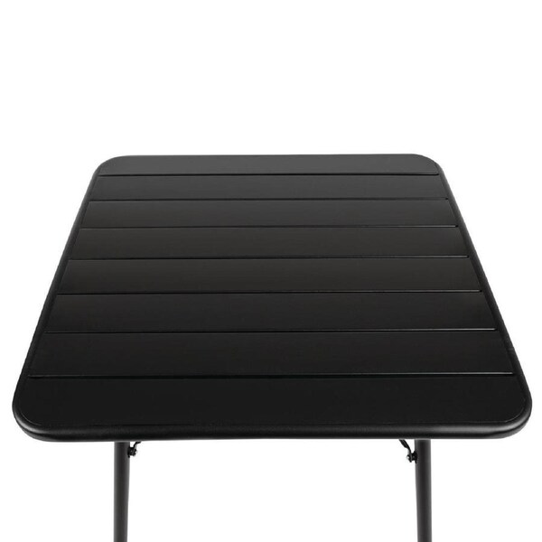 Bolero Slatted Square Steel Table Black - 700mm