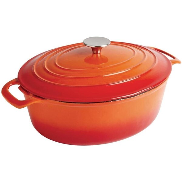 Vogue Oval Casserole Orange - 5Ltr 110h x 243w x 295mm d