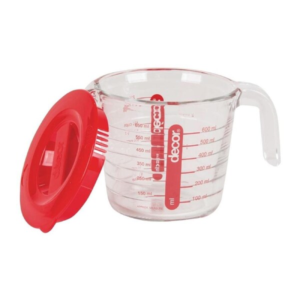 Decor Glass Measuring Jug W Lid Red - 650ml