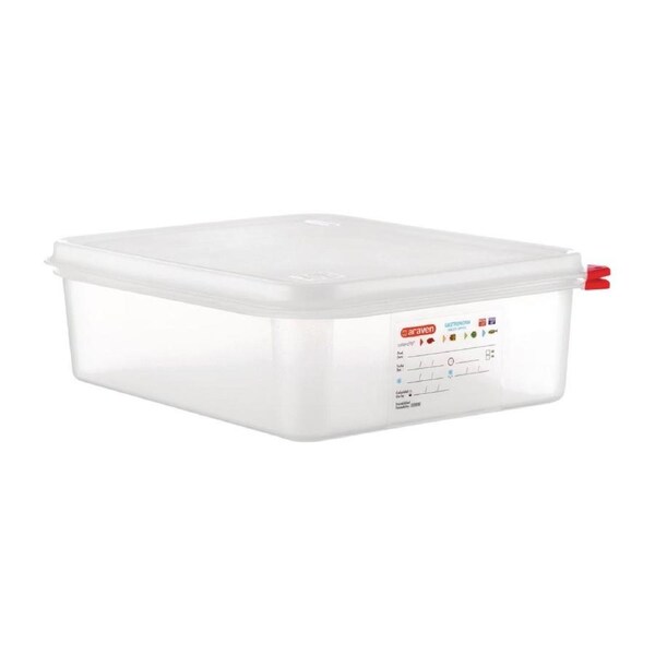 Araven Food Container - 1/2 GN 6.5Ltr with Lid 100mm (H) (Pack 4)