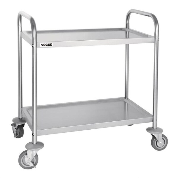 Vogue 2 Tier Flat Pack Trolley St/St - 825H x 710L x 405Wmm