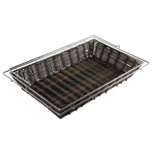 APS Frames Poly-Rattan Basket GN 1/1 Dk Brn with Frame for cover 575x365mm h80mm