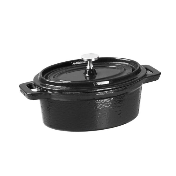 Vogue Cast Iron Mini Oval Pot Black - 315ml 10 1/2fl oz