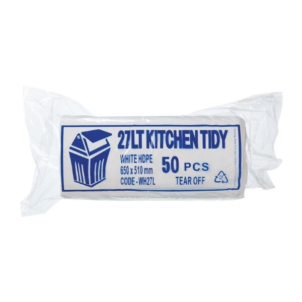 PR BUSTER - Jantex Kitchen Tidy Garbage Bag White - Medium - 27Ltr (Box 50)