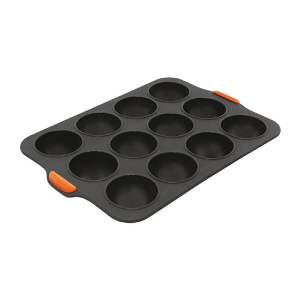 Bakemaster Reinforced Silicone Dome Tray 12 Cup (65x35mm) Grey - 35.5x24.5cm