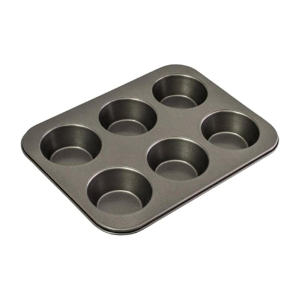 Bakemaster Muffin/Cupcake Pan Large Non-Stick 6 Cup (90x40mm) - 35x26cm